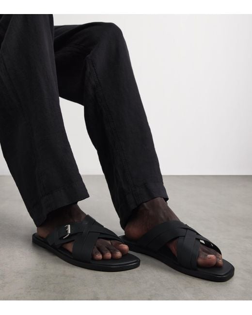 Christian Louboutin Black Emircross Leather Sandals for men