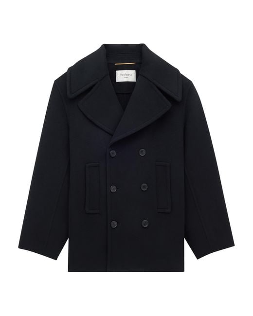 Saint Laurent Blue Wool Pea Coat