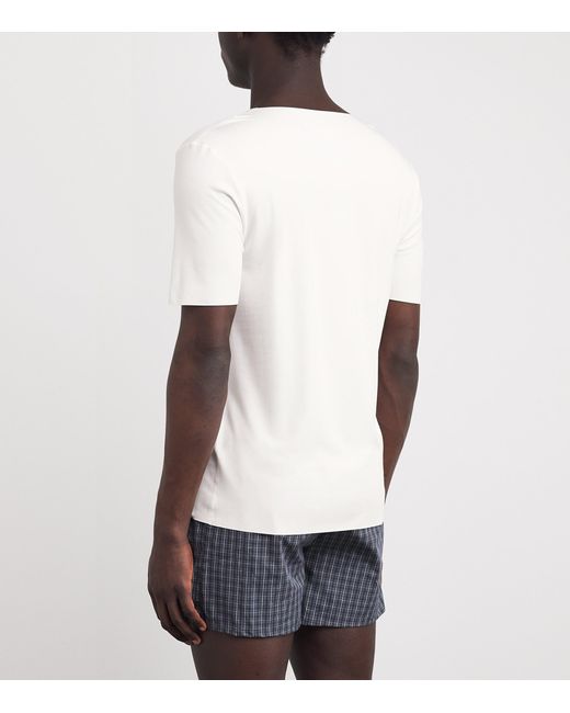 Hanro White Clean Cut V-Neck T-Shirt for men