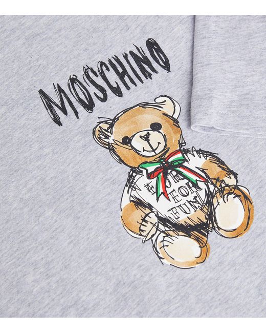 Moschino Blue Cotton Scribble-bear T-shirt for men