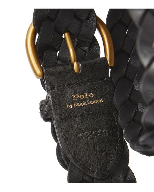 Polo Ralph Lauren Black Leather Braided Belt