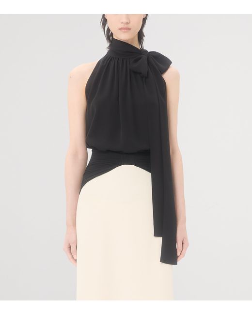 Valentino Black Silk Tie-Neck Top