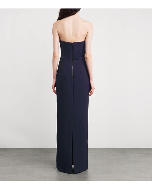 Safiyaa Blue Crepe Strapless Gown