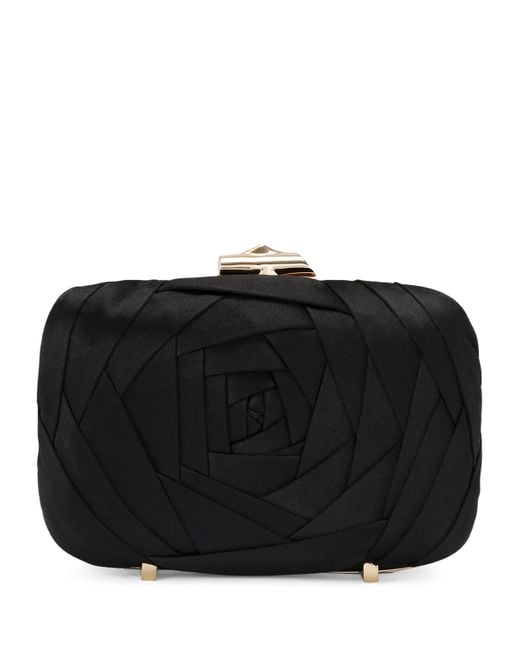 Roger Vivier Black Satin Rose Vivier Clutch Bag