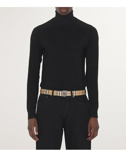 Burberry Natural Leather And Check Reversible Tb Belt for men