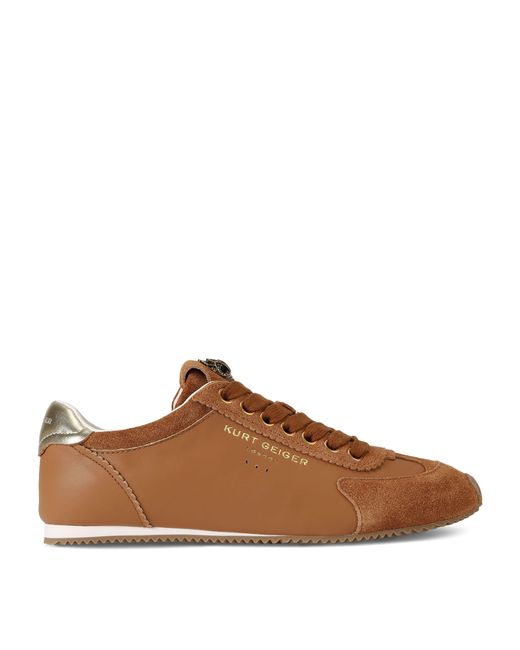 Kurt Geiger Brown Suede Embellished Islington Sneakers