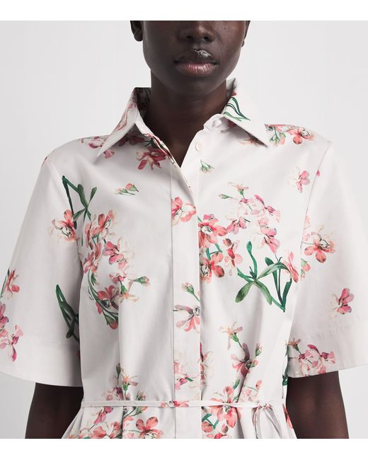 Erdem White Cotton Floral Midi Shirt Dress