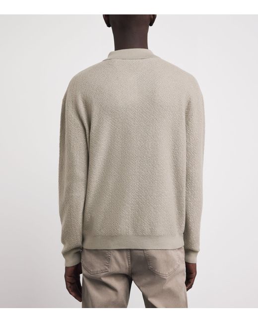 FRAME Gray Wool Textured Polo Sweater for men
