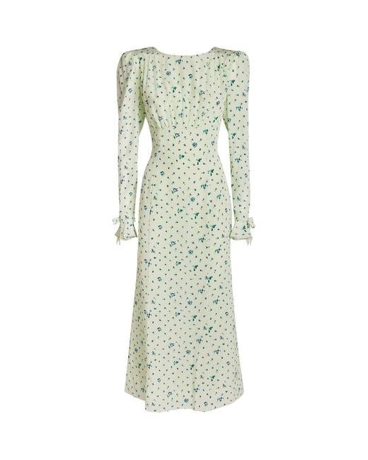 Alessandra Rich Green Silk Open-Back Maxi Dress