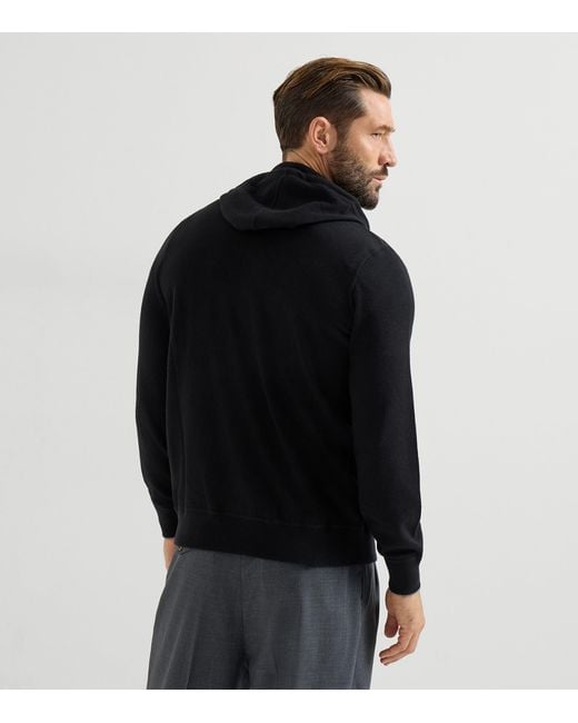 Brunello Cucinelli Black Cashmere Zip-Up Hoodie for men
