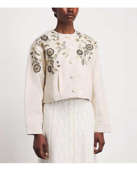 Veronica Beard White Embroidered Emeren Jacket