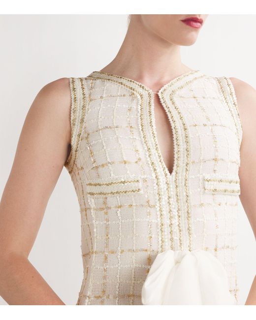 Giambattista Valli White Bow-detail Bouclé Dress