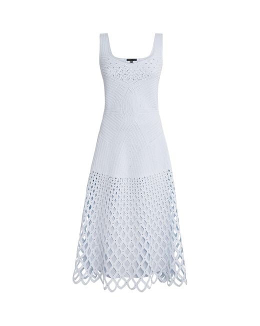 Maje White Embellished Crochet Midi Dress
