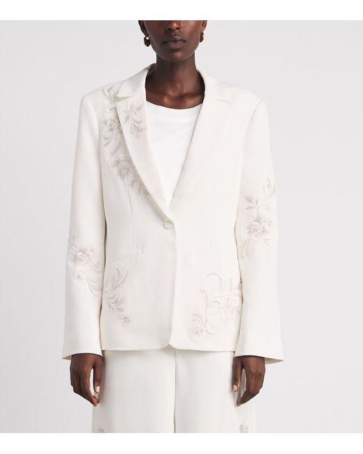 Cinq À Sept White Rococo Embroidered Karlie Blazer
