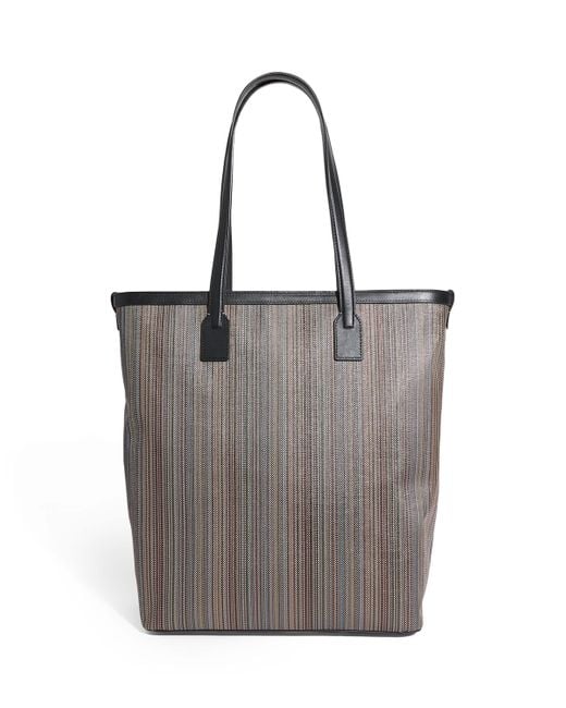 Paul Smith Gray Coated Canvas Signature Stripe Tote Bag