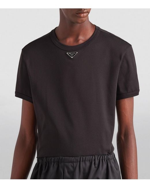 Prada Black Triangle Plaque T-Shirt for men