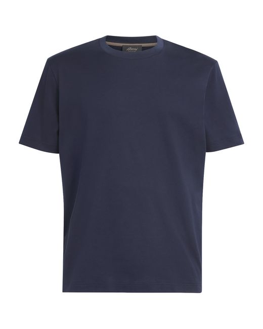 Brioni Blue Cotton Short-Sleeve T-Shirt for men