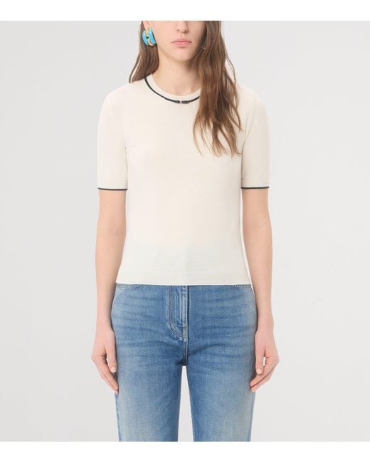 Valentino White Virgin Wool Short-Sleeve Sweater