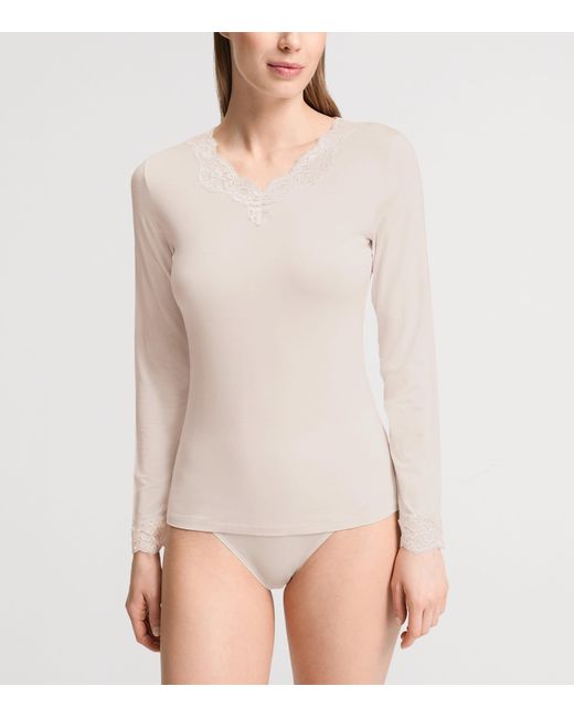 Hanro Pink Lace-Trim Dana T-Shirt