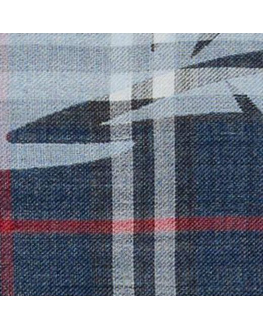 Burberry Blue Wool-Silk Wide Ekd Check Scarf