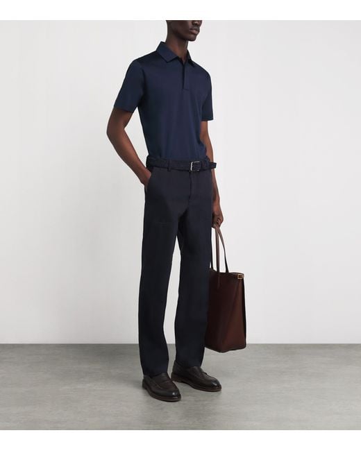 Canali Blue Mercerised Cotton Polo Shirt for men