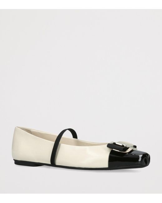 Ferragamo White Leather Zina Ballet Flats