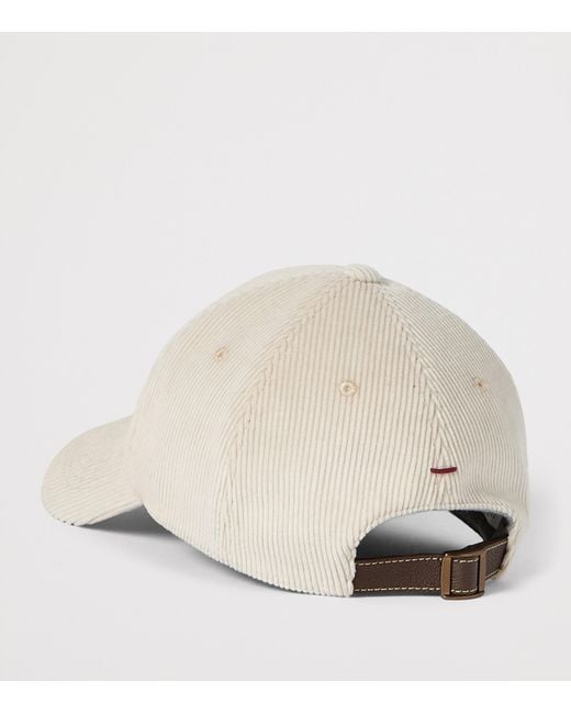 Brunello Cucinelli Natural Cotton-Cashmere-Blend Corduroy Cap for men