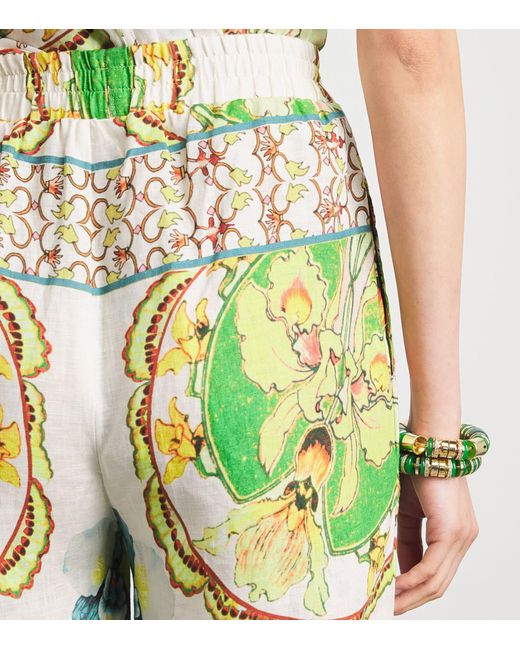 Lug Von Siga Green Printed Madison Wide-Leg Trousers