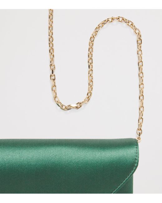 Max Mara Green Satin Envelope Clutch Bag