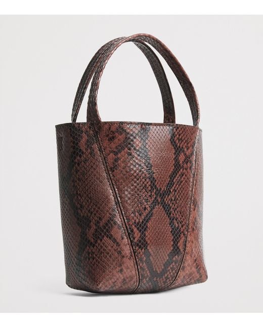 Chloé Brown Small Snakeskin-Effect Spin Tote Bag