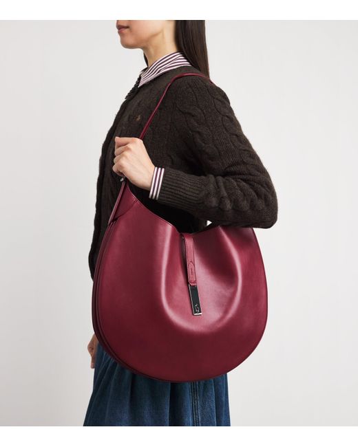 Polo Ralph Lauren Red Medium Leather Id Shoulder Bag