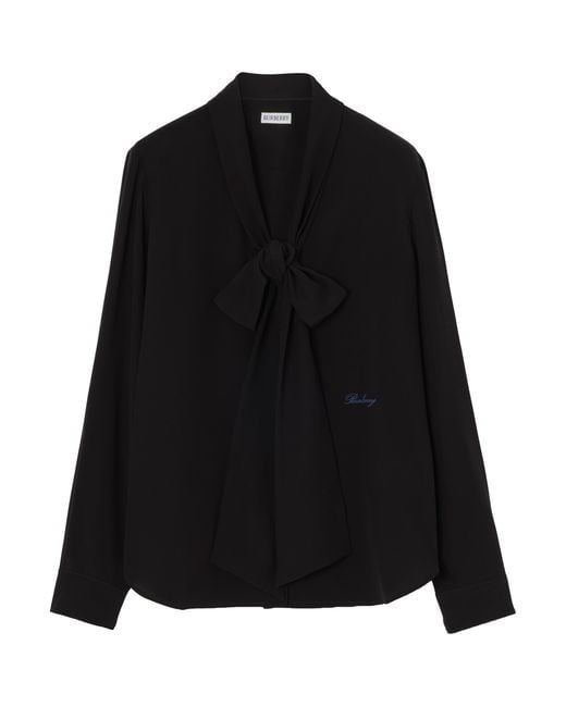 Burberry Black Silk Scarf Blouse