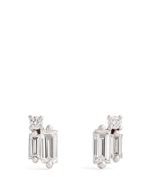 Suzanne Kalan White And Diamond Bold Burst Stud Earrings