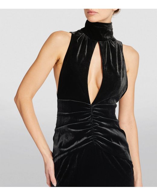 Alessandra Rich Black Velvet Sleeveless Maxi Dress