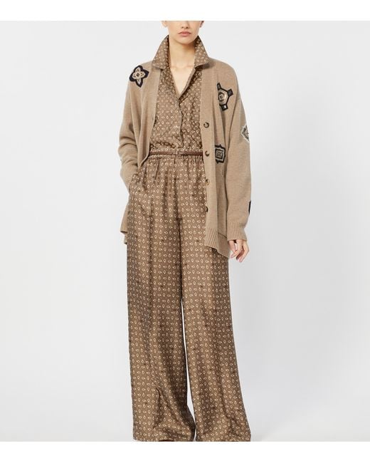Max Mara Natural Wool-Cashmere Patch Cardigan