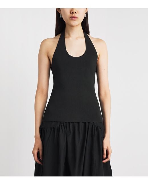Theory Black Ribbed Halterneck Top