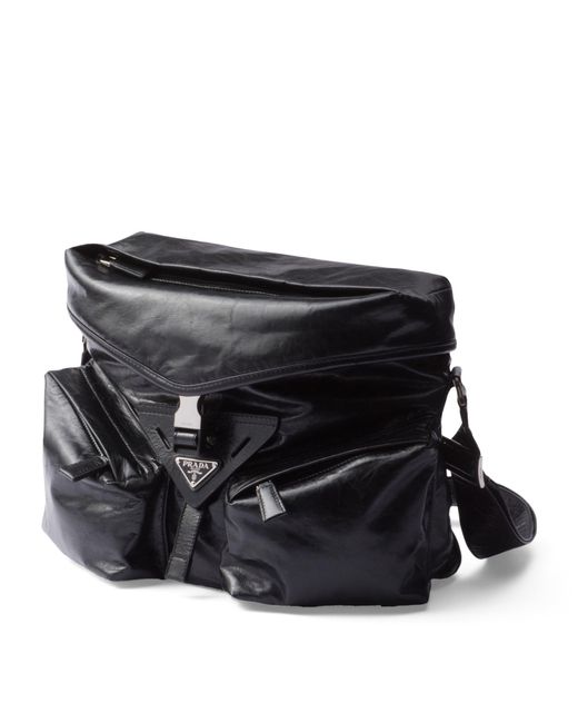 Prada Black Leather Shoulder Bag for men