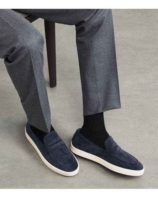 Canali Blue Suede Penny Loafers for men