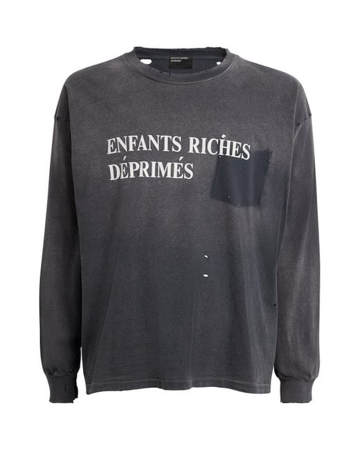 Enfants Riches Deprimes Gray Cotton Vintage-Wash Logo T-Shirt for men
