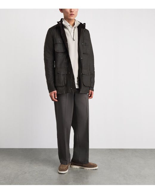 Barbour Green Hooded Wax Jacket for men