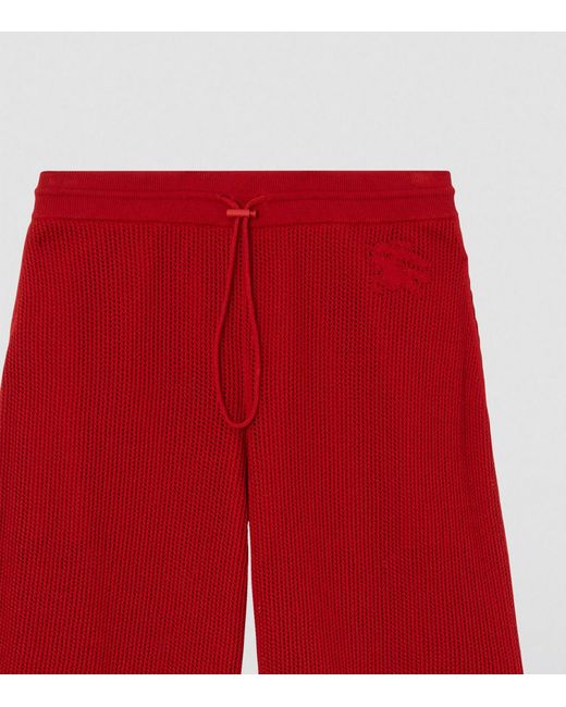 Burberry Red Silk-blend Mesh Ekd Shorts for men