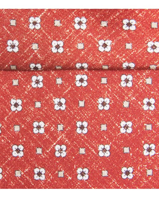 Isaia Red Silk Floral Tie for men