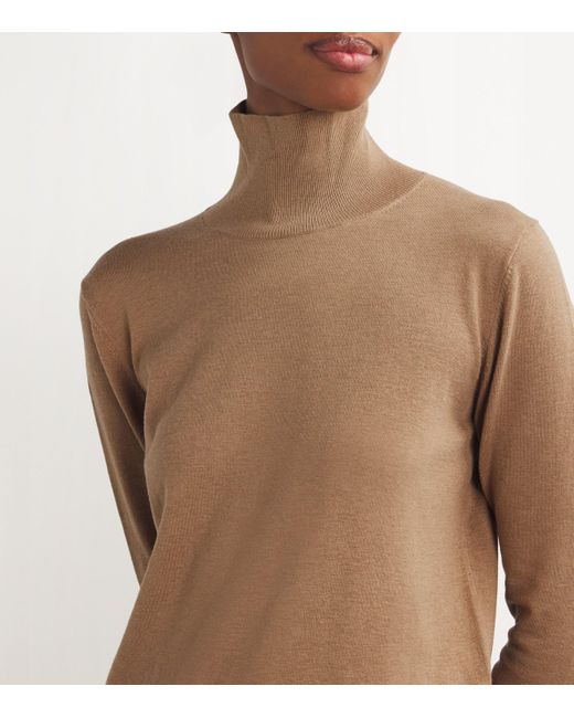 Weekend by Maxmara Brown Wool-Blend Rollneck Sweater