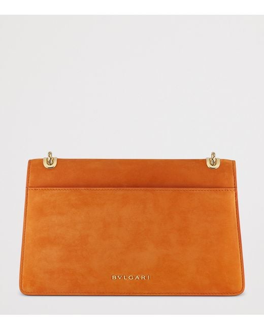 BVLGARI Orange Suede Serpenti Forever Top-Handle Bag