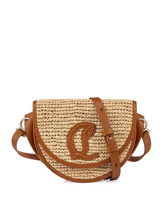 Christian Louboutin Brown By My Side Leather-raffia Shoulder Bag