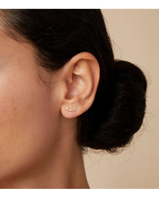 Astrid & Miyu Metallic And Topaz Marquise Stud Earrings