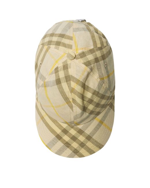 Burberry Natural Linen Check Baseball Cap for men