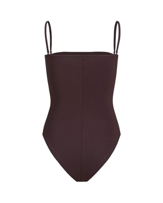 Alaïa Brown Detachable Strap Bustier Swimsuit