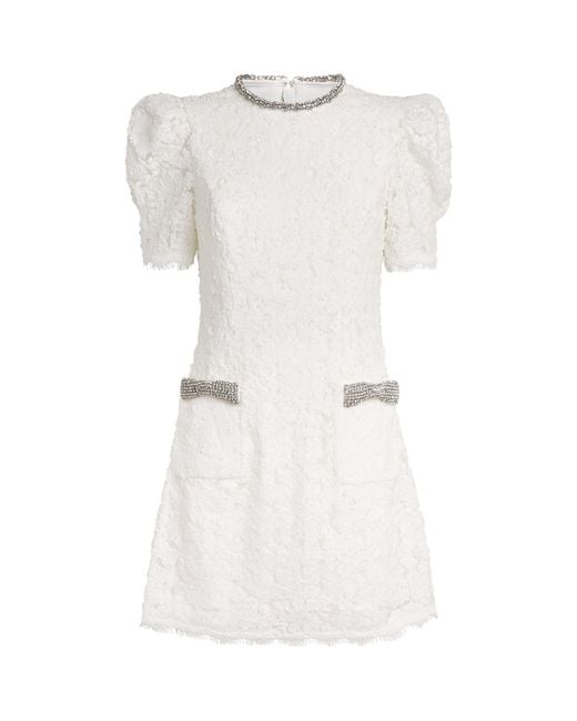 Rebecca Vallance White Crystal-Trim Dillon Mini Dress