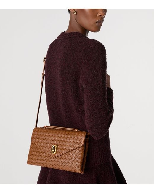 Bottega Veneta Brown Leather Knot Lock Top-Handle Bag